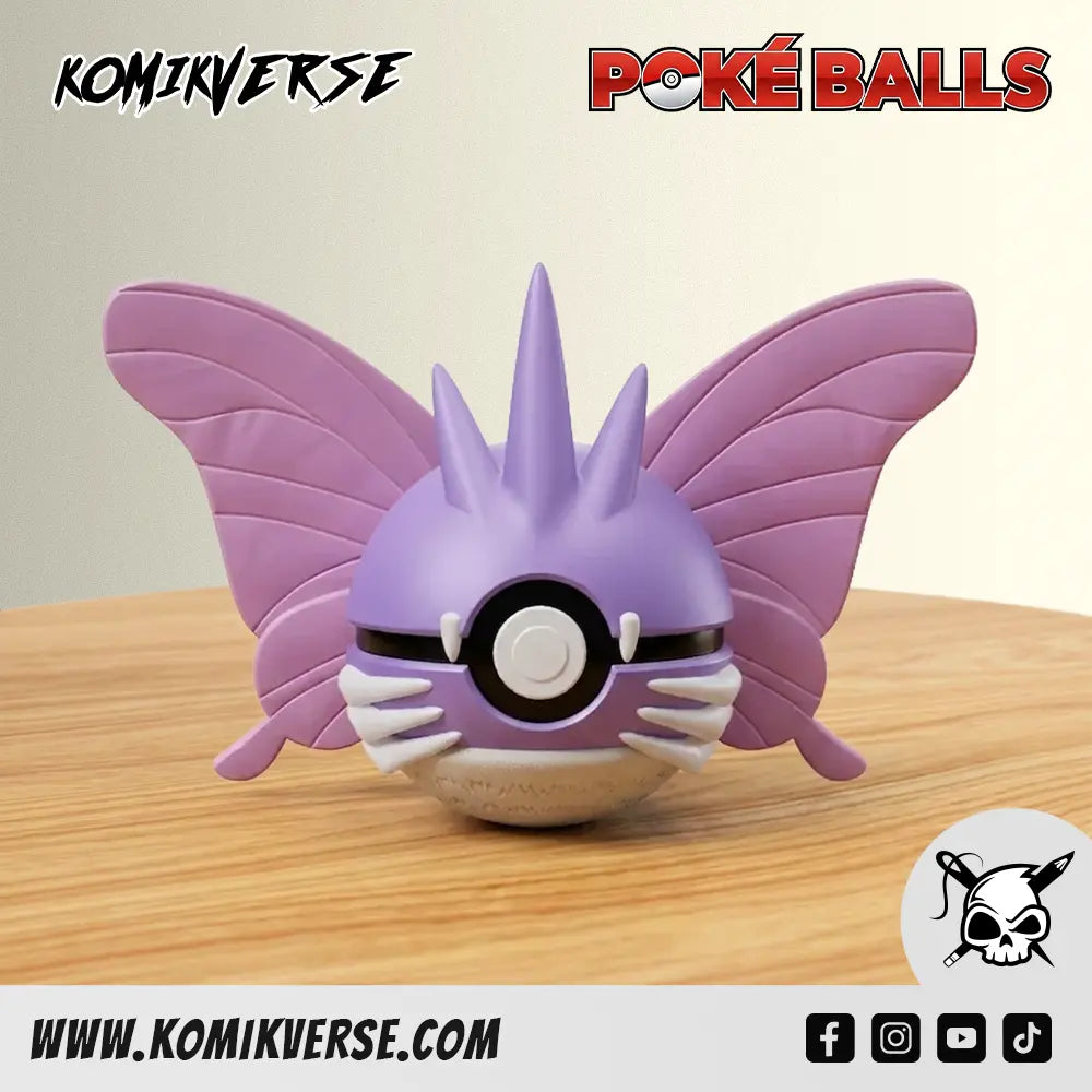 Venomoth 3D printed Pokémon figure front view
